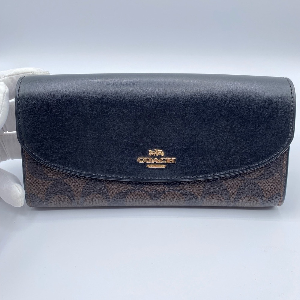 Coach Singnature Long Wallet Calf Leather